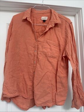 Universal  Thread double gauze Coral Button-Down Shirt